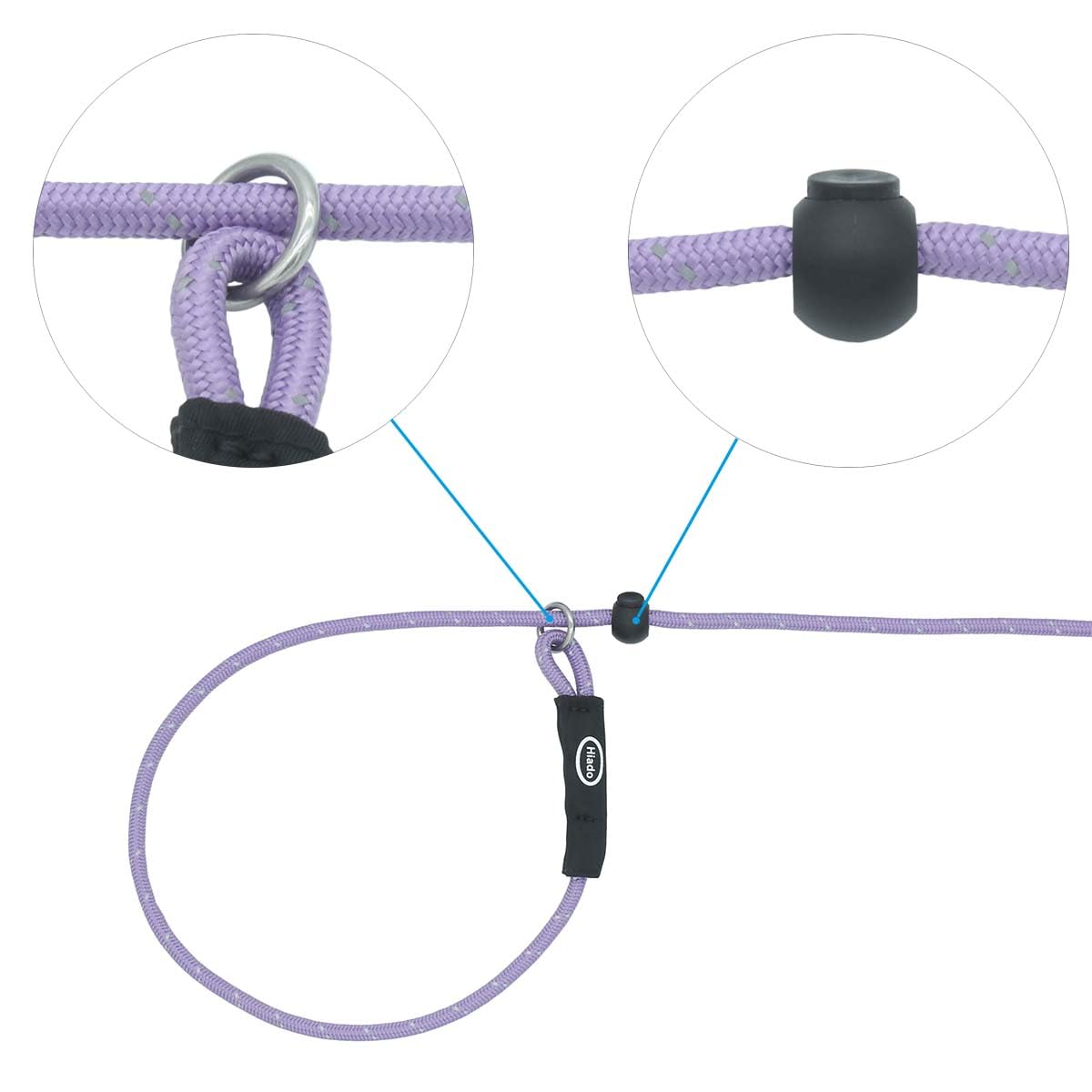 Hiado Slip Lead Dog Leash Reflective Soft With Stopper Loop Rope Training No Pull For Small Medium Dogs 4Ft Lavender