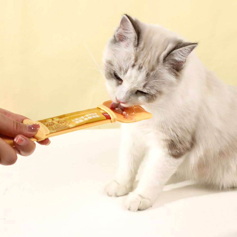 Arvintas 3Pcs Cat Strip Feeder Spoon, Sliding Pet Treat Spoon Squeeze, Easy Feeding Pet Spoon For Puree And Bisque Delectables L