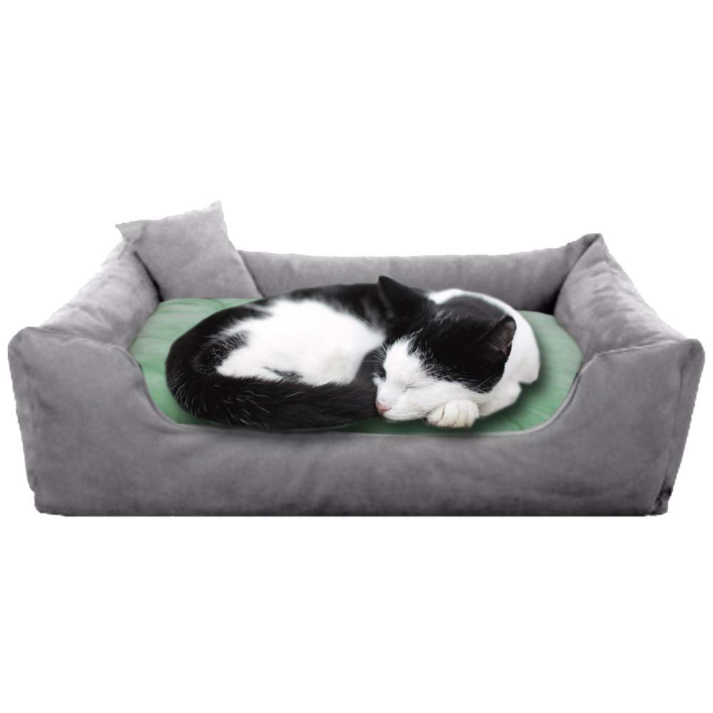 Pet Royale Cat Bed | Reversible Cat Bed for Cats | Plus Extra Removable 100% Cotton Washable Covers (for Cats, Super Green)