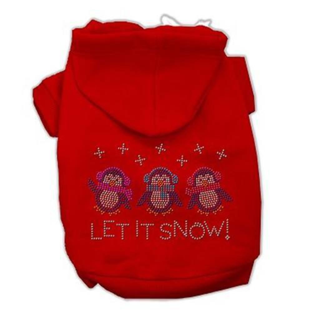 Mirage Pet Products 12-Inch Let it Snow Penguins Rhinestone Hoodie, Medium, Red