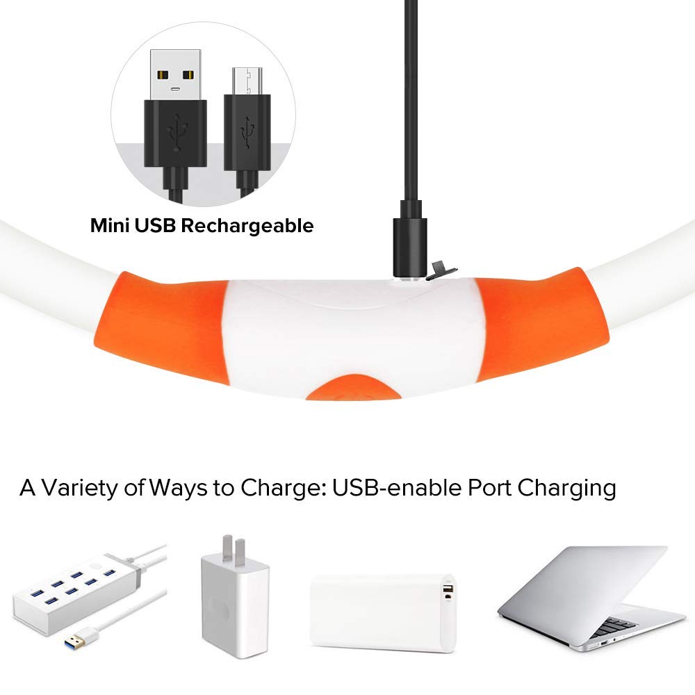 Bseen Led Dog Collar, Usb Rechargeable Glowing Pet Collar, Tpu Cuttable Dog Safety Lights For Small Medium Large Dogs (Orange),7