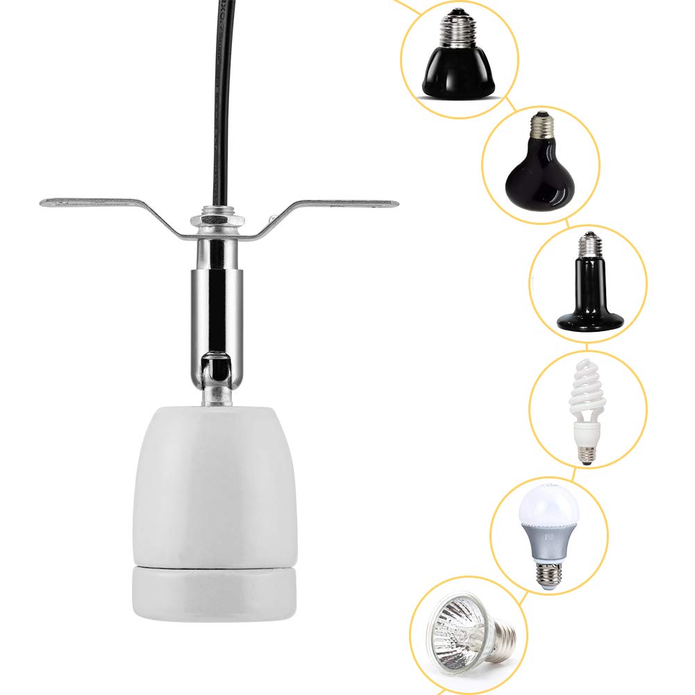 Chiciris 300W Lamp Socket, 360 Rotatable Heating Light Adjustable Bracket Kit With One-Button Switch, E26/E27 Ceramic Lamp Holde
