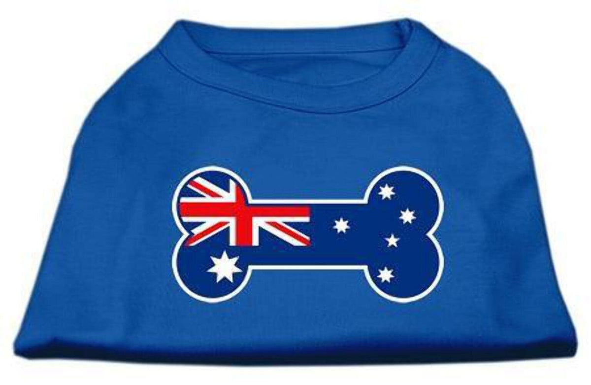 Pet Dog & Cat Shirt Screen Printed, &quot;Bone Shaped Australian Flag&quot; Blue XS (0-3 lbs.)