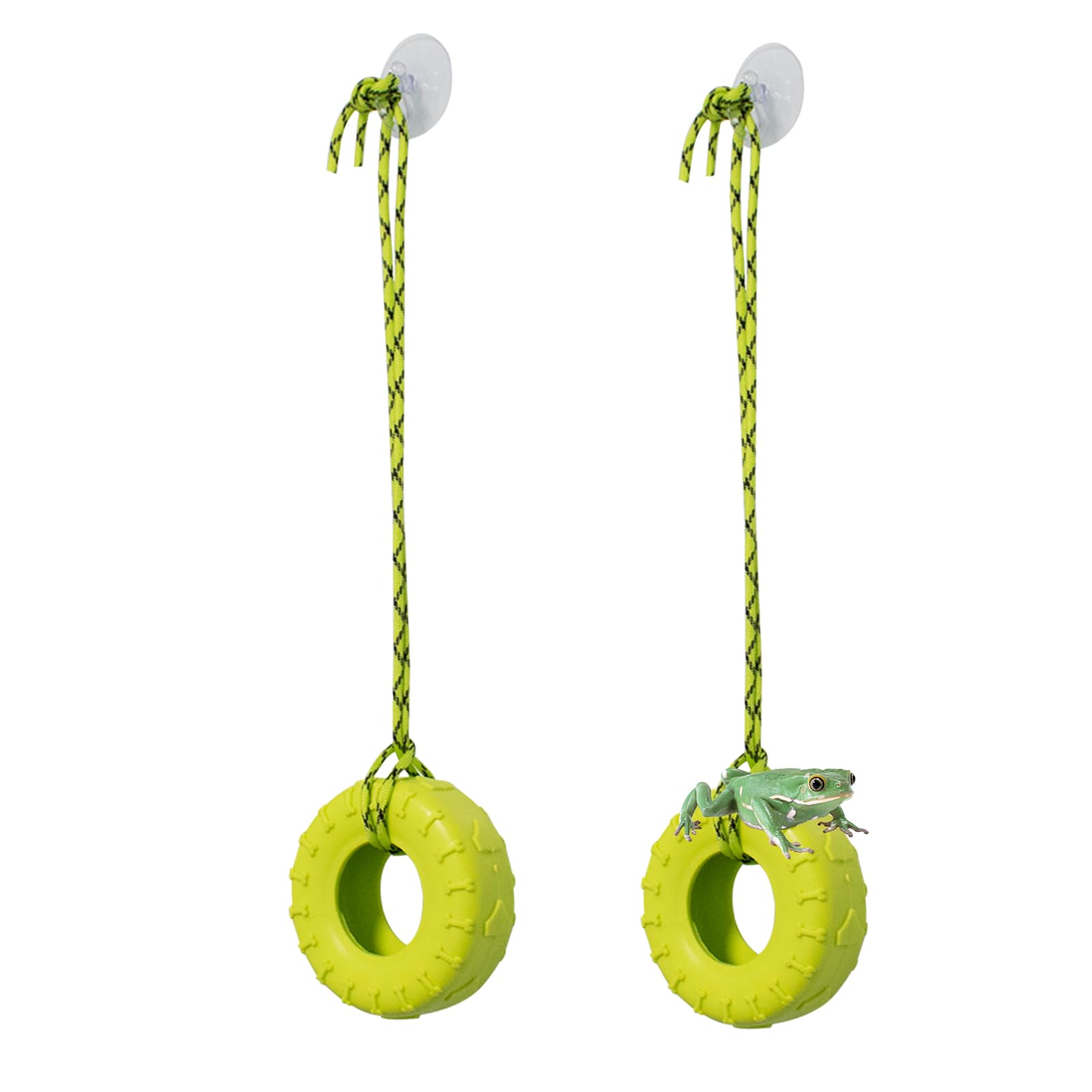 2 Pcs Tree Frog Toy Tire Swing Tree Frog Habitat Miniature Tire Swing With 3 Suction Cup Hook Frog Tank Accessories Terrarium De