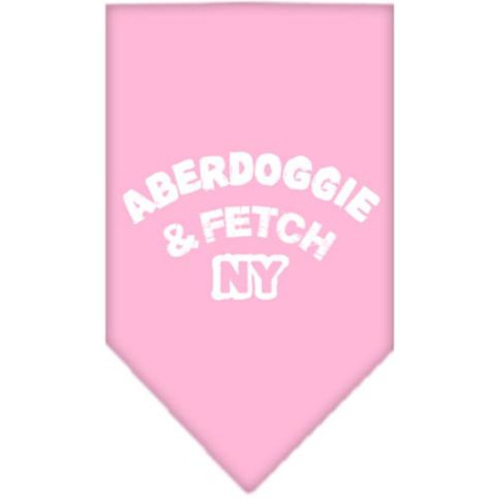 Pet and Dog Bandana Screen Printed, &quot;Aberdoggie & Fetch NY&quot; Light Pink Large