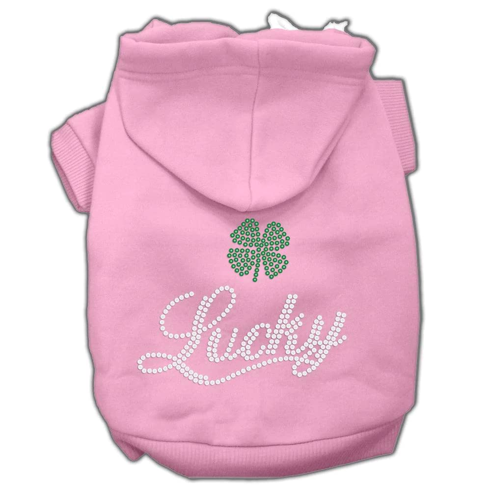Mirage Pet Products Lucky Rhinestone Hoodies, Pink, Size 10