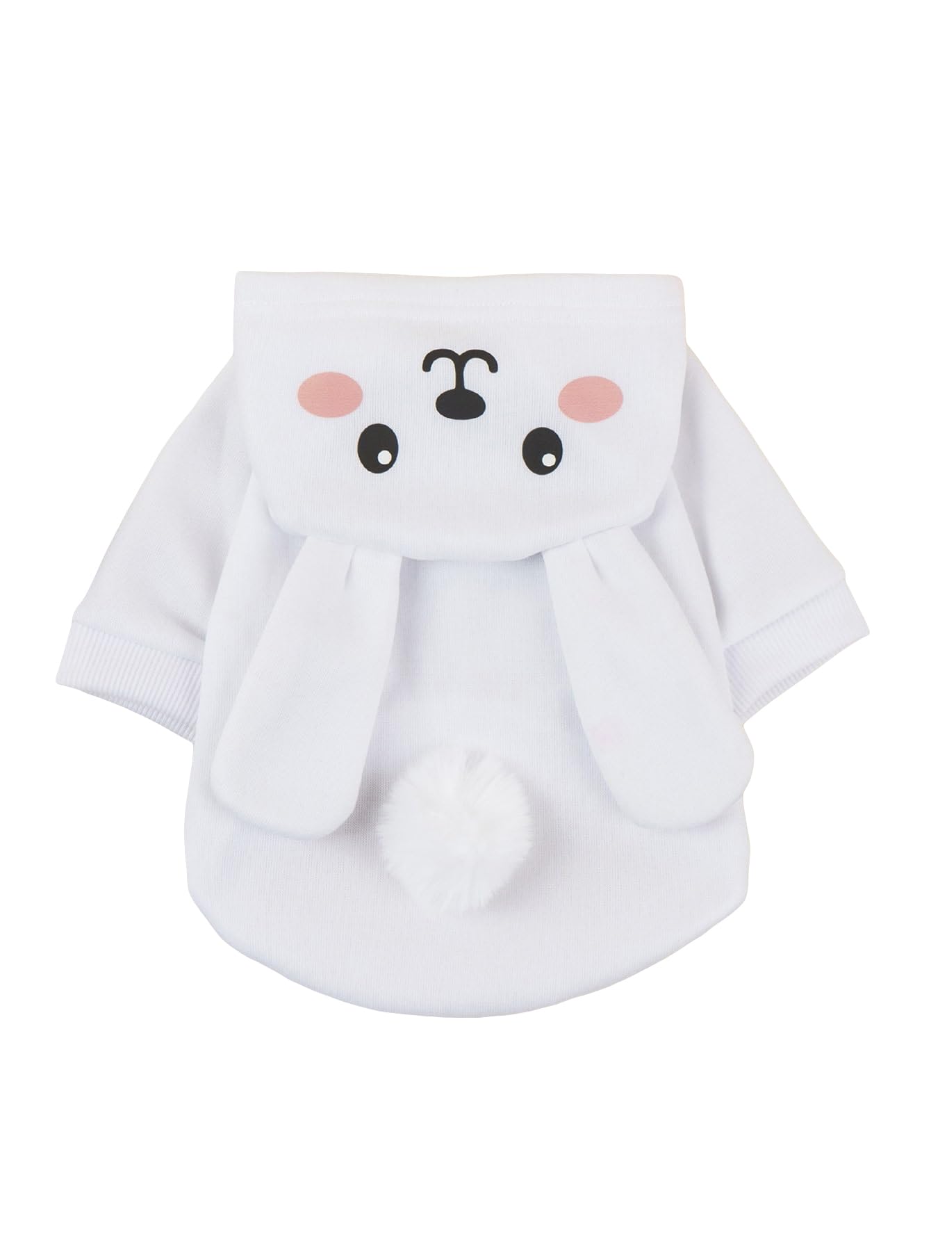Qwinee Rabbit Dog Hoodie Dog Warm Jacket Coat Puppy Sweatshirt Christmas Halloween Dog Costume Cosplay Winter Dog Clothes Pet Apparel For Small Medium Dogs Cats Kitten Solid White Xl