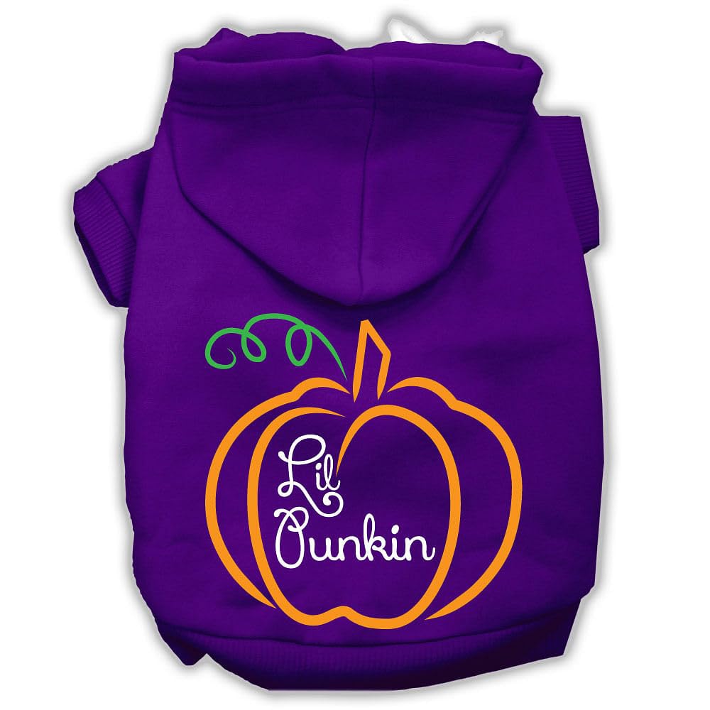 Halloween Pet Dog & Cat Hoodie Screen Printed, 'Lil Punkin' Purple Xs (0-3 Lbs.)