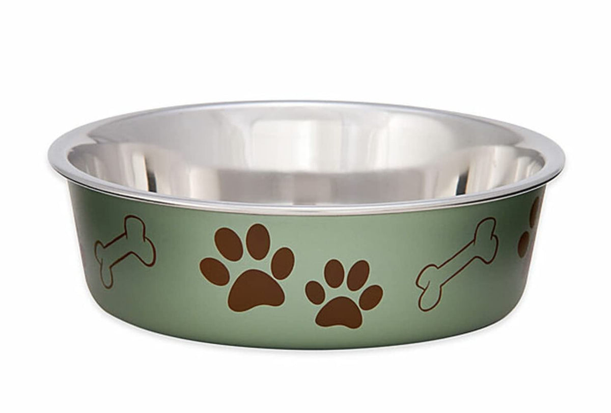 Loving Pets - Bella Bowls - Dog Food Water Bowl No Tip Stainless Steel Pet Bowl No Skid Spill Proof (Extra Large, Artichoke Green)