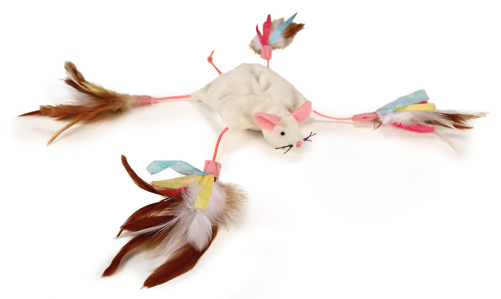 Petlinks Cutie Mouse Feathered Crinkle Cat Toy - Randomly Selected Color, One Size