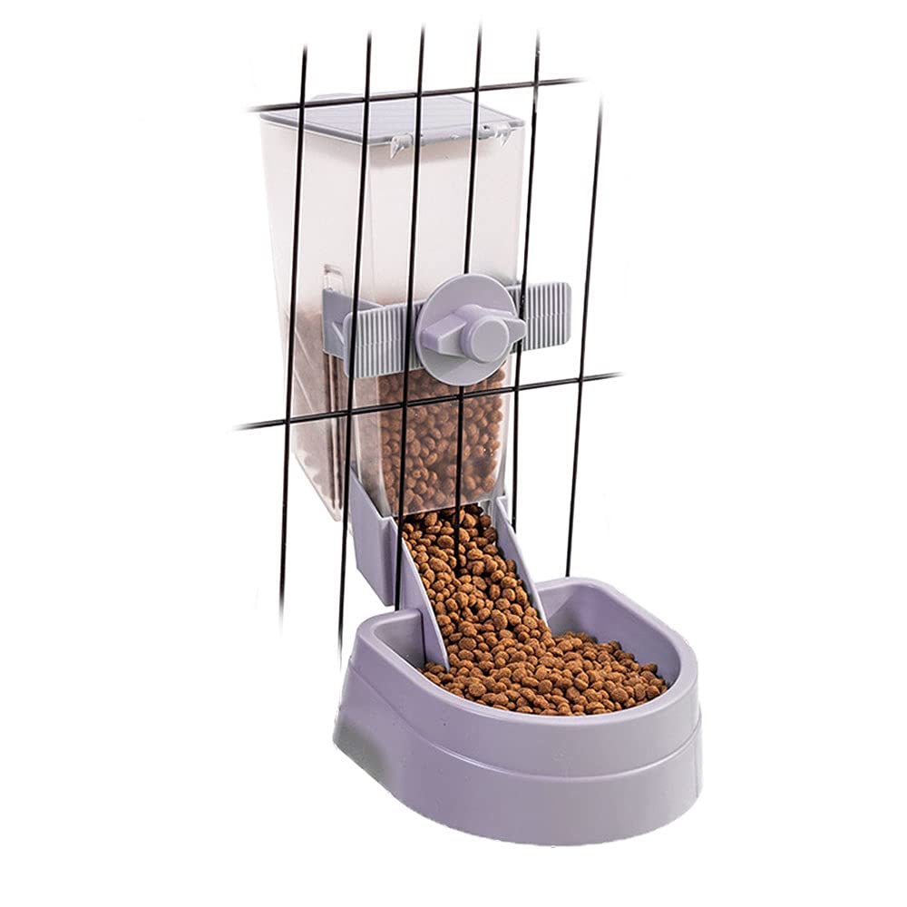 Oncpcare 1L Rabbit Cage Automatic Feeder Food Dish Small Animal Bin Feeder with Lid for Bunny Cat Ferret Chinchilla Guinea Pig