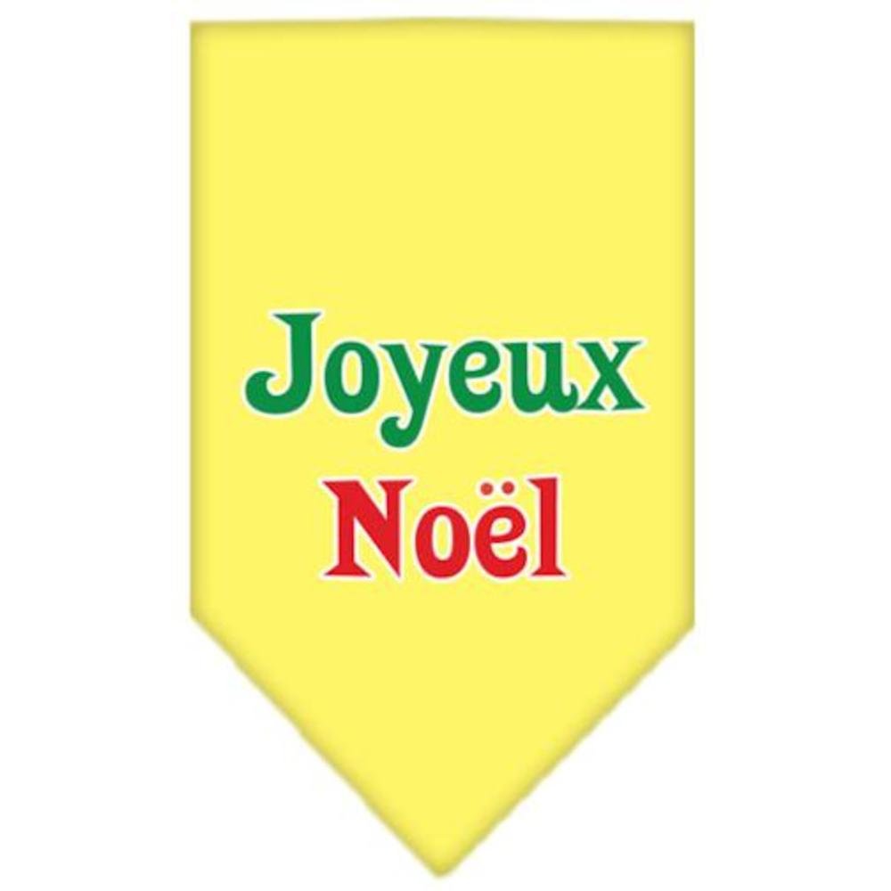 Christmas Pet and Dog Bandana Screen Printed, &quot;Joyeux Noel&quot; Yellow Small