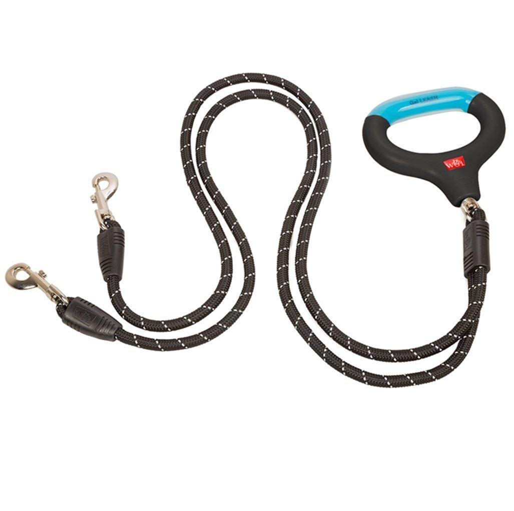 Wigzi Dual Doggie Gel Rope Leash, Medium/Large Size, Black (Dual Large)