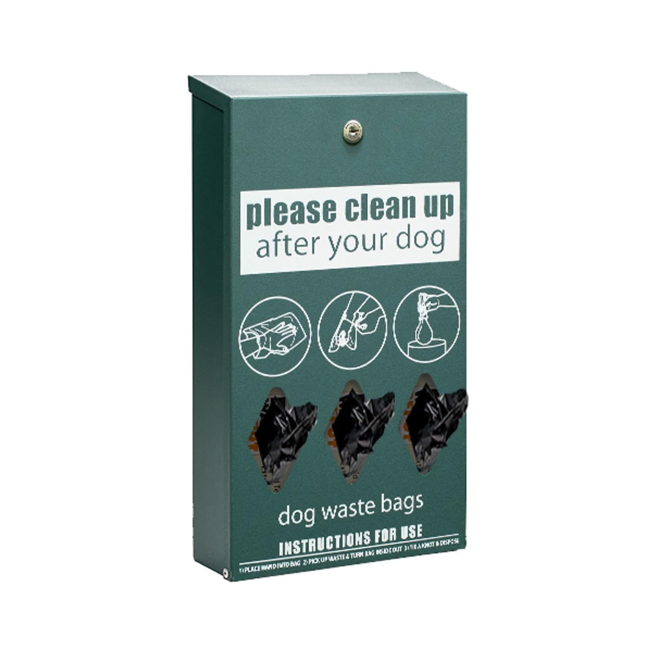 Original Rust-Proof Mini Dog Waste Station With Galvanized Square Steel Post - Free 400 Dog Waste Roll Bags