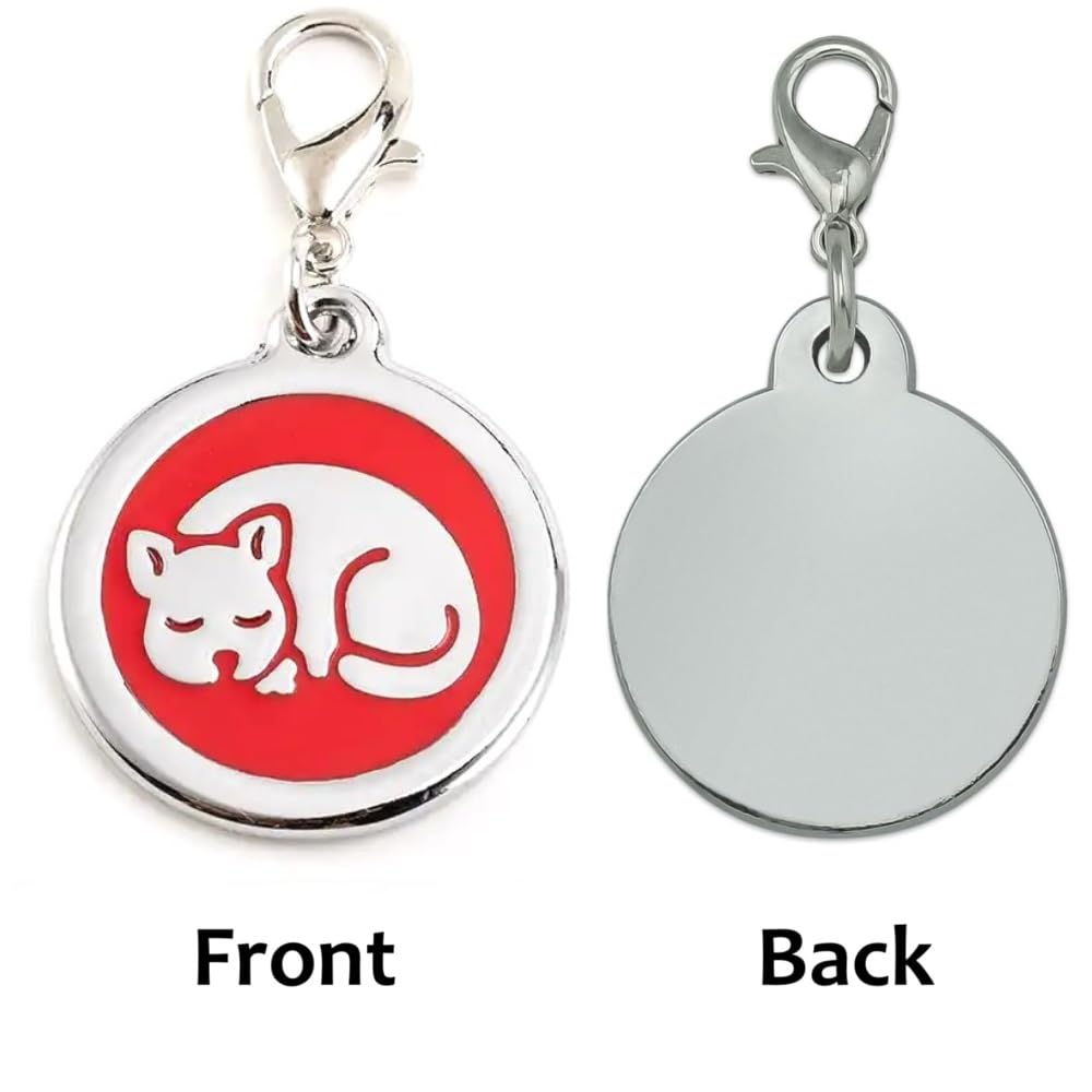 Coolliant Personalized Pet Id Tags With Lobster Claw Clasp For Kittens And Cats - Small Pet Tags For Cat Collars - Custom Cat Id