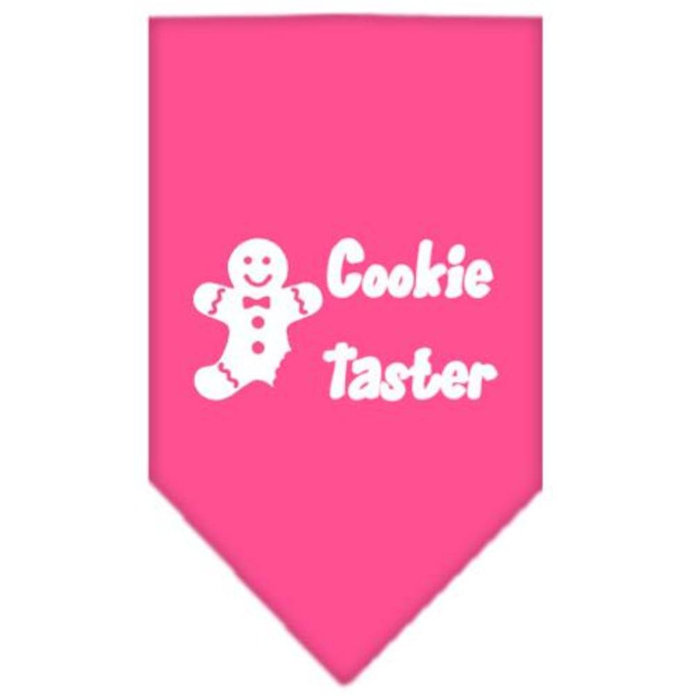 Christmas Pet and Dog Bandana Screen Printed, &quot;Cookie Taster&quot; Bright Pink Small