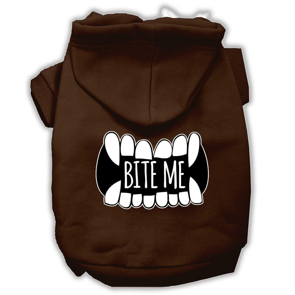 Bite Me Screenprint Dog Hoodie Brown L 14