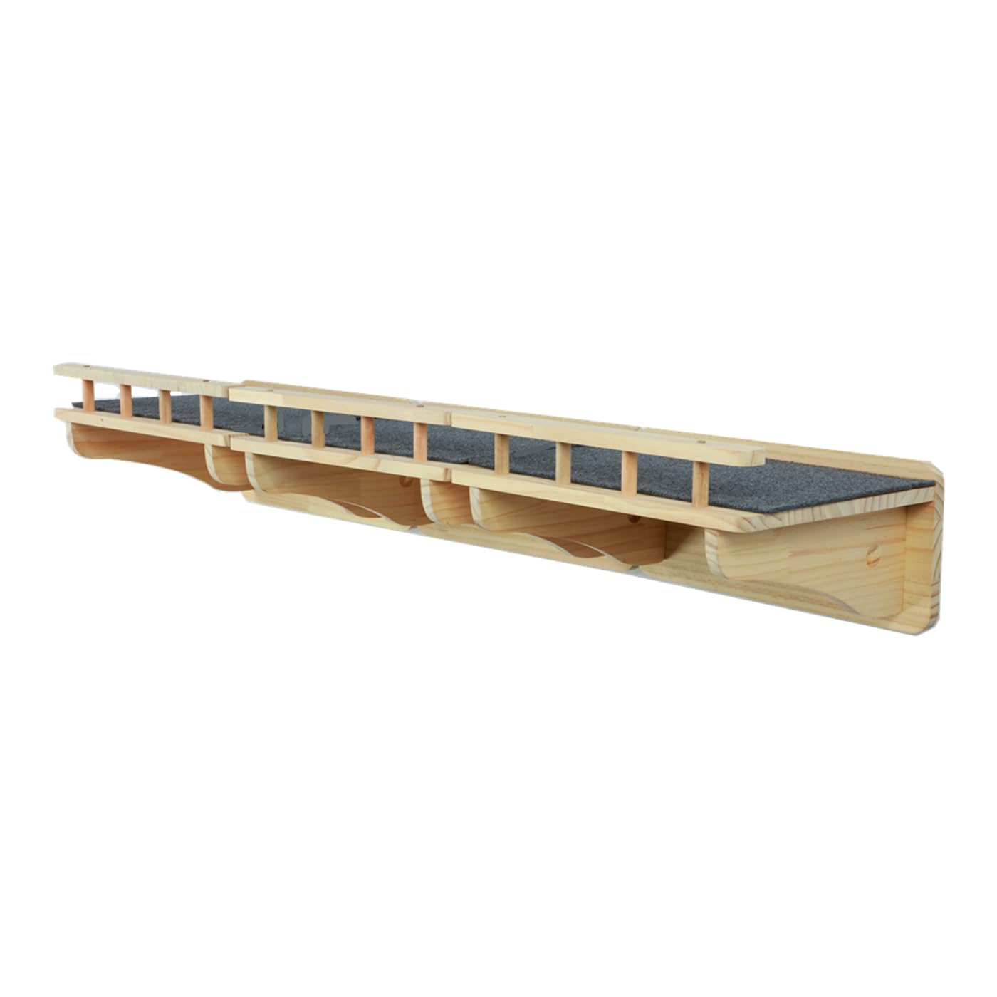SHENGOCASE 47.2 x 11.8 Natural Solid Wood Wall Mounted Cat Shelves, Superhighway Walkway Balcony with Guardrail Wall Furniture, 
