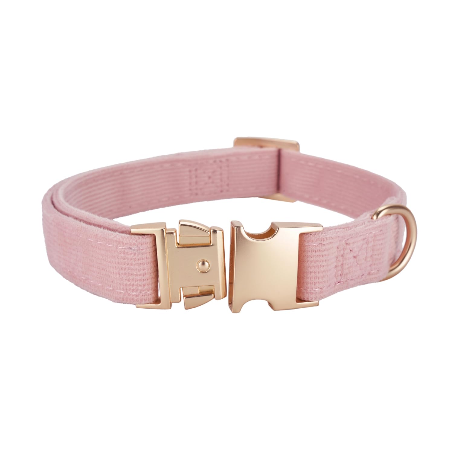 Ewinoom Soft Corduroy Dog Collar and Leash Set, Adjustable Cotton Dog Collars with Metal Buckle and Lead for Large Dogs,Baby Pin