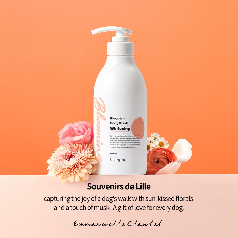 Breezytail Blooming Whitening Dog Shampoo, Loved By Top Korean Groomers, Deep Cleansing With Natural Ingredients For Radiant Coa