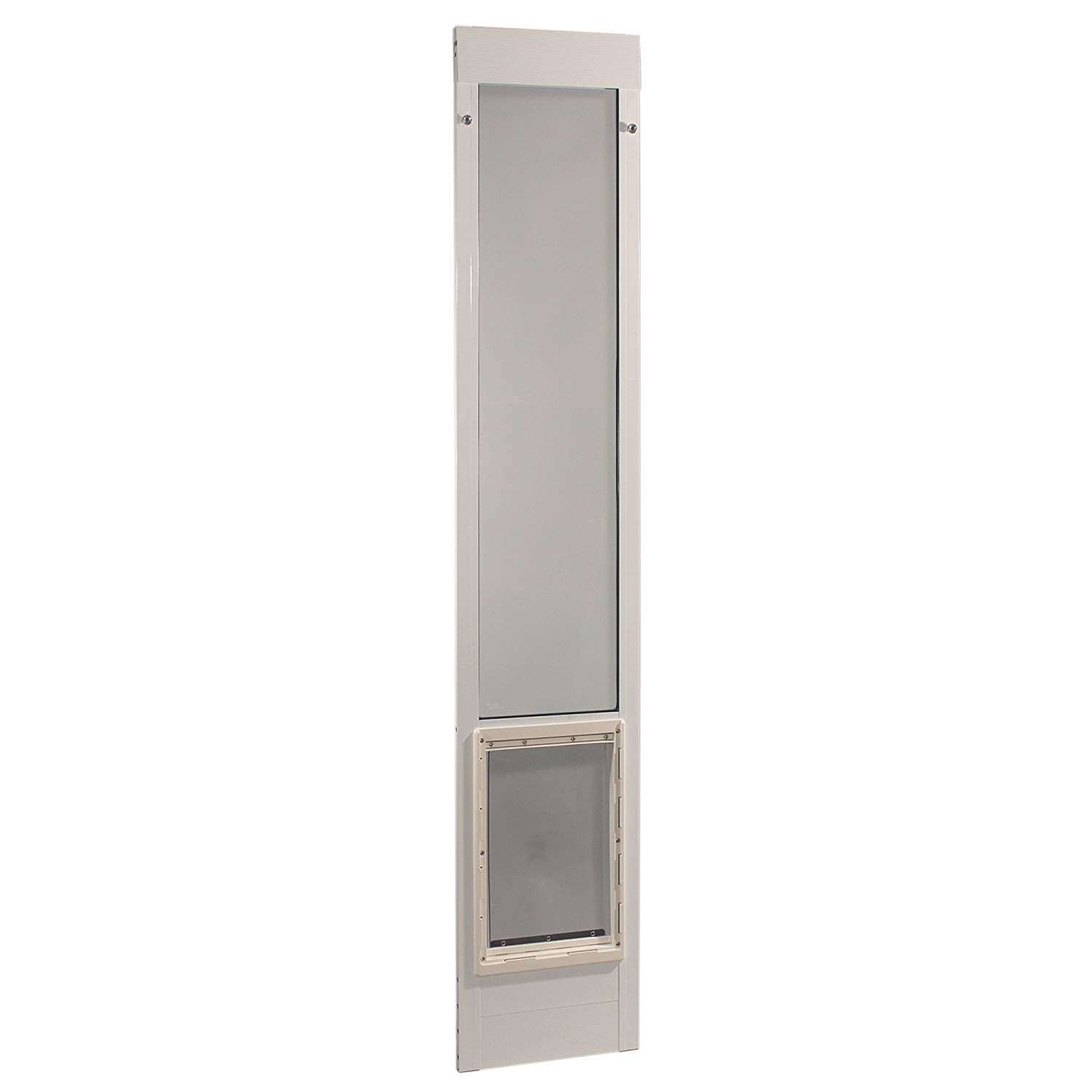 Ideal Pet Products Aluminum Pet Patio Door, Adjustable Height 77-5/8' To 80-3/8', 10-1/2' X 15' Flap Size, White