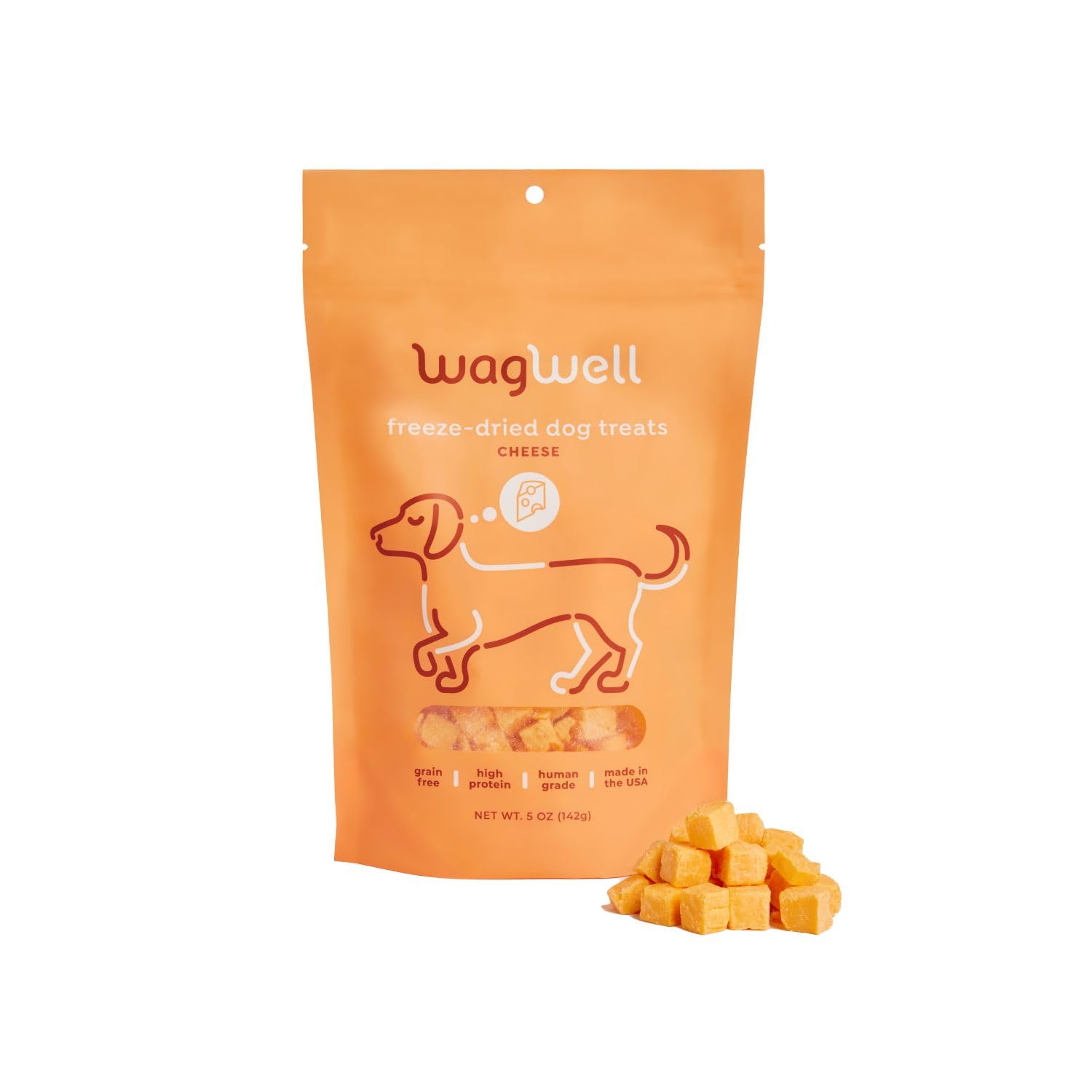 WagWell Freeze Dried Cheese Dog Treats - Grain-Free, High-Protein Pasteurized Dog Treats Made in The USA - Human-Grade, Minimall