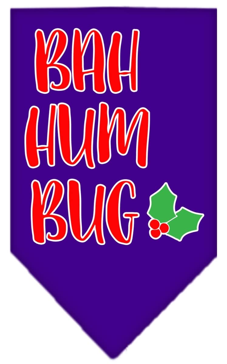 Christmas Pet and Dog Bandana Screen Printed, &quot;Bah Humbug&quot; Purple Large
