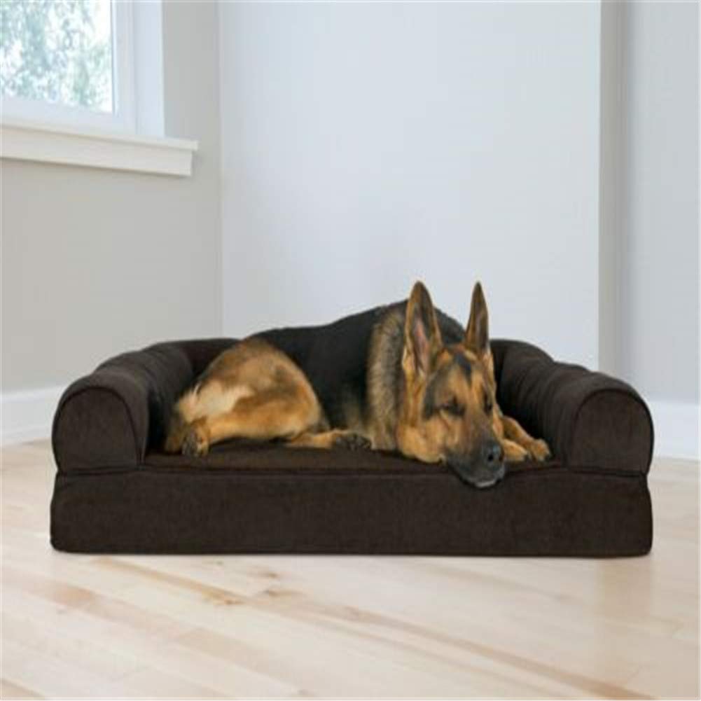 Furhaven Orthopedic Dog Bed for Large Dogs w/ Removable Bolsters & Washable Cover, For Dogs Up to 95 lbs - Plush & Suede Sofa -