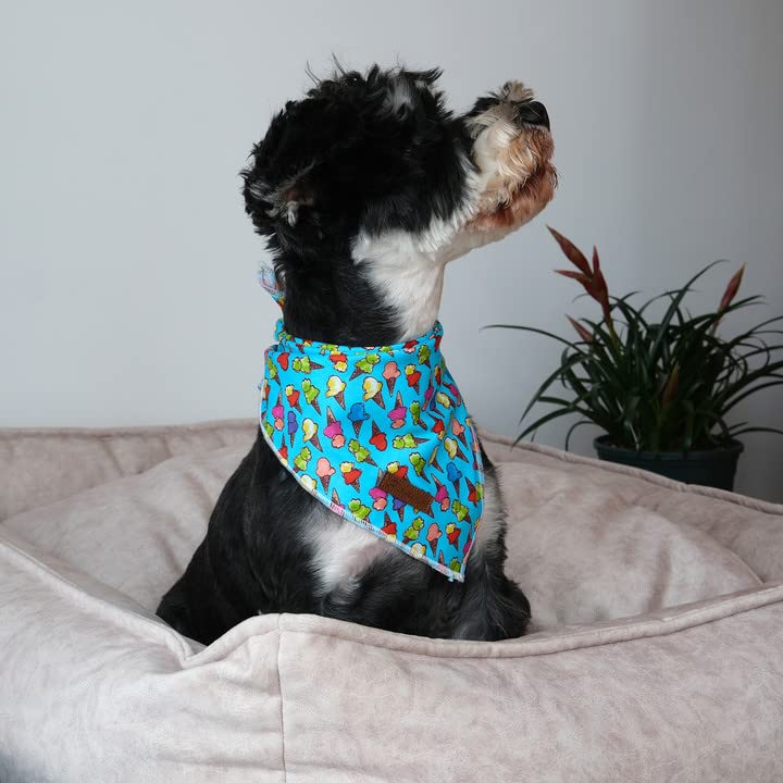 Up Urara Pup Summer Dog Bandana, Hawaii Bandana For Small Medium Dog, Cute Blue Puppy Bandana, Cotton Adorable Pet Triangle Bid