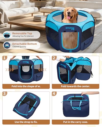 Kingcamp Dog Playpen, Portable Foldable Cat Kitten Puppy Tent Crates 29''/36''/50'' Pop Up Pet Playpen With Zippered Bottom & Co