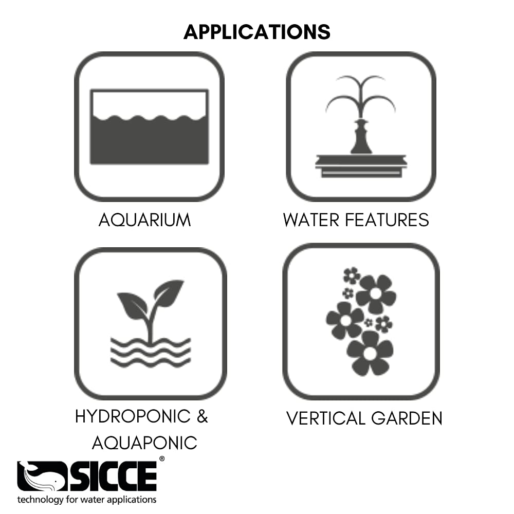 Sicce Syncra Silent Nano Multifunction 110 Gph Submersible Water Pump | Italian Made 2.8W Ultra Quiet Durable Aquarium Fish Tank, Fountain, Pond, Hydroponics, Terrarium Black | Freshwater & Saltwater