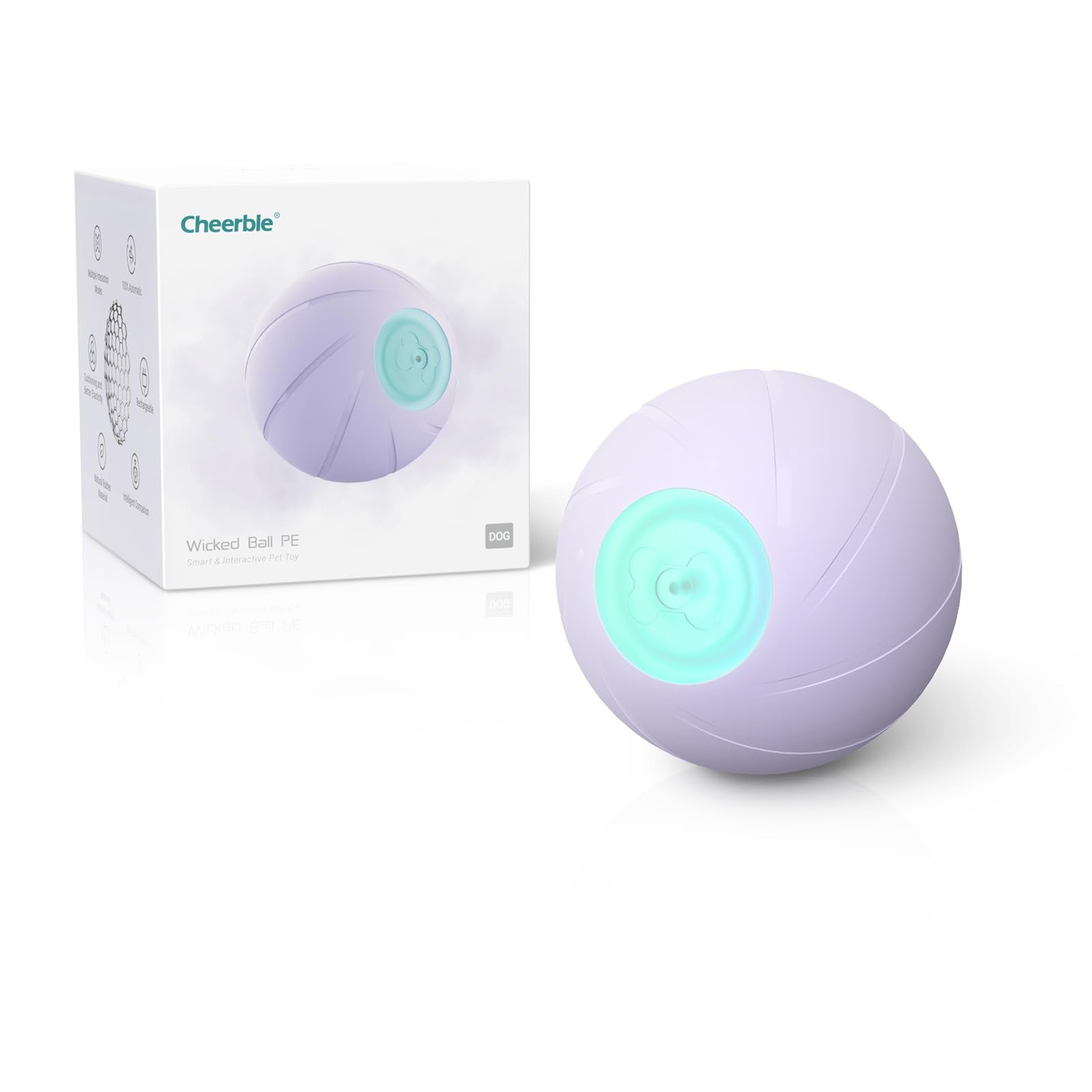 Cheerble Smart Interactive Dog Toy, Wicked Ball Pe, Automatic Moving Bouncing Rotating Ball For Medium Dogs Boredom With Led Lig