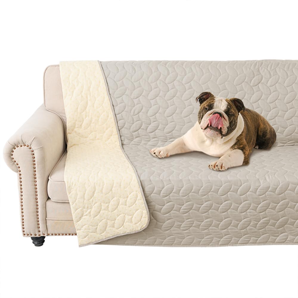 Ameritex Waterproof Pet Bed Cover Anti-Slip Dog Bed Blanket for Sofa and Furniture Waterproof New Pattern Design (Khaki, 82x82 I