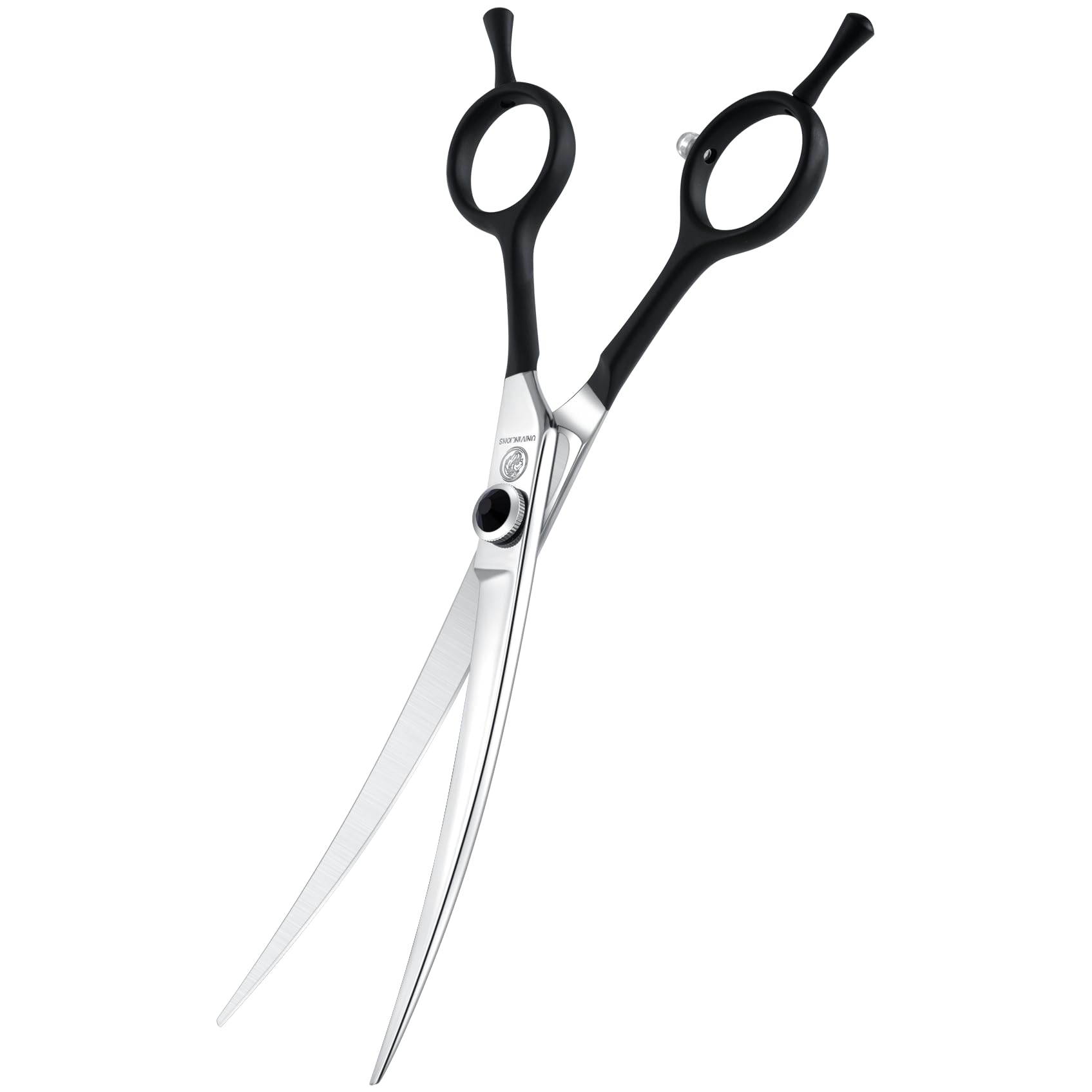 Dragon Creek 7'' Upward Curved Dog Grooming Scissors - Safety Shears For Face & Paws Trimming - Black