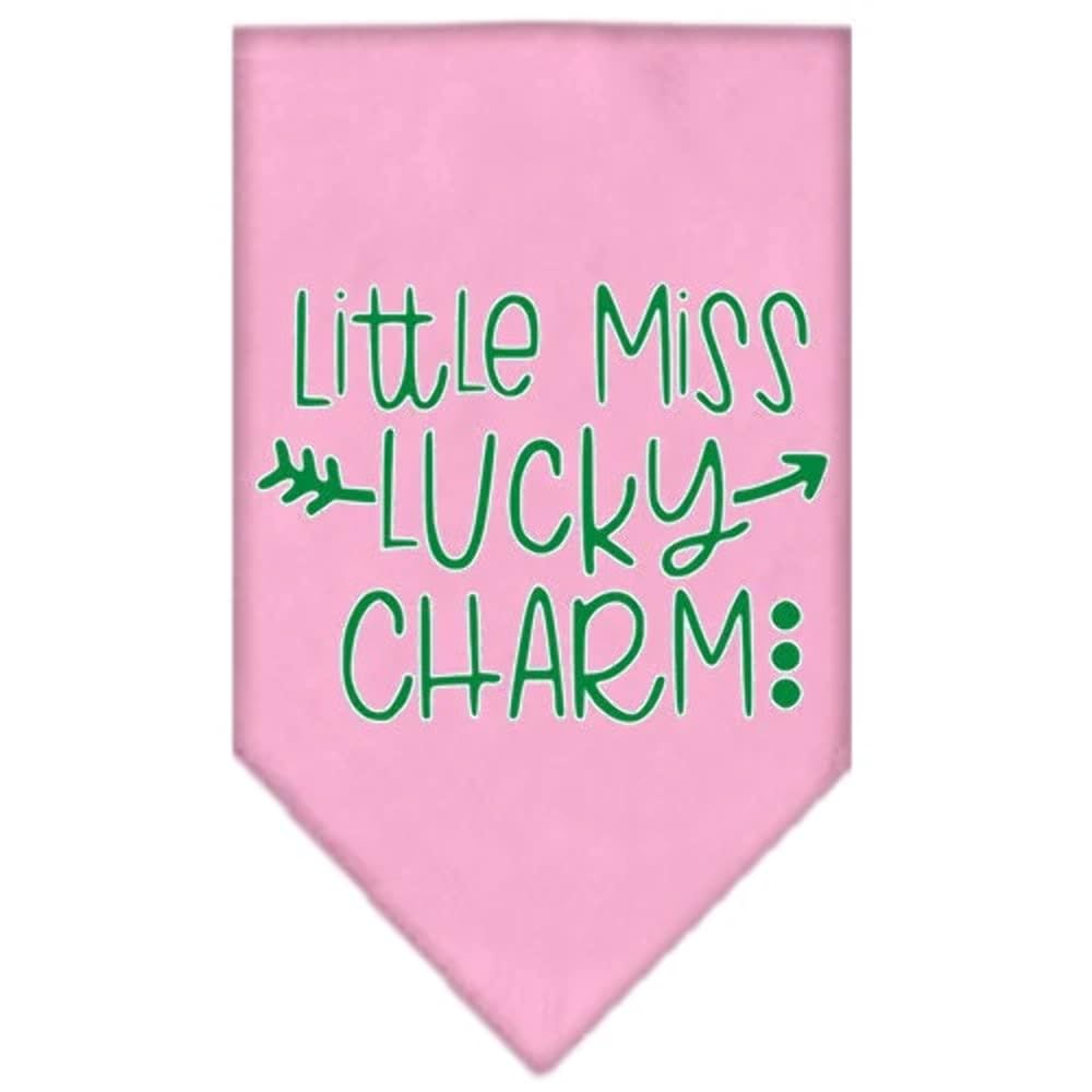 Mirage Pet Products Little Miss Lucky Charm Screen Print Bandana Bright Pink Small