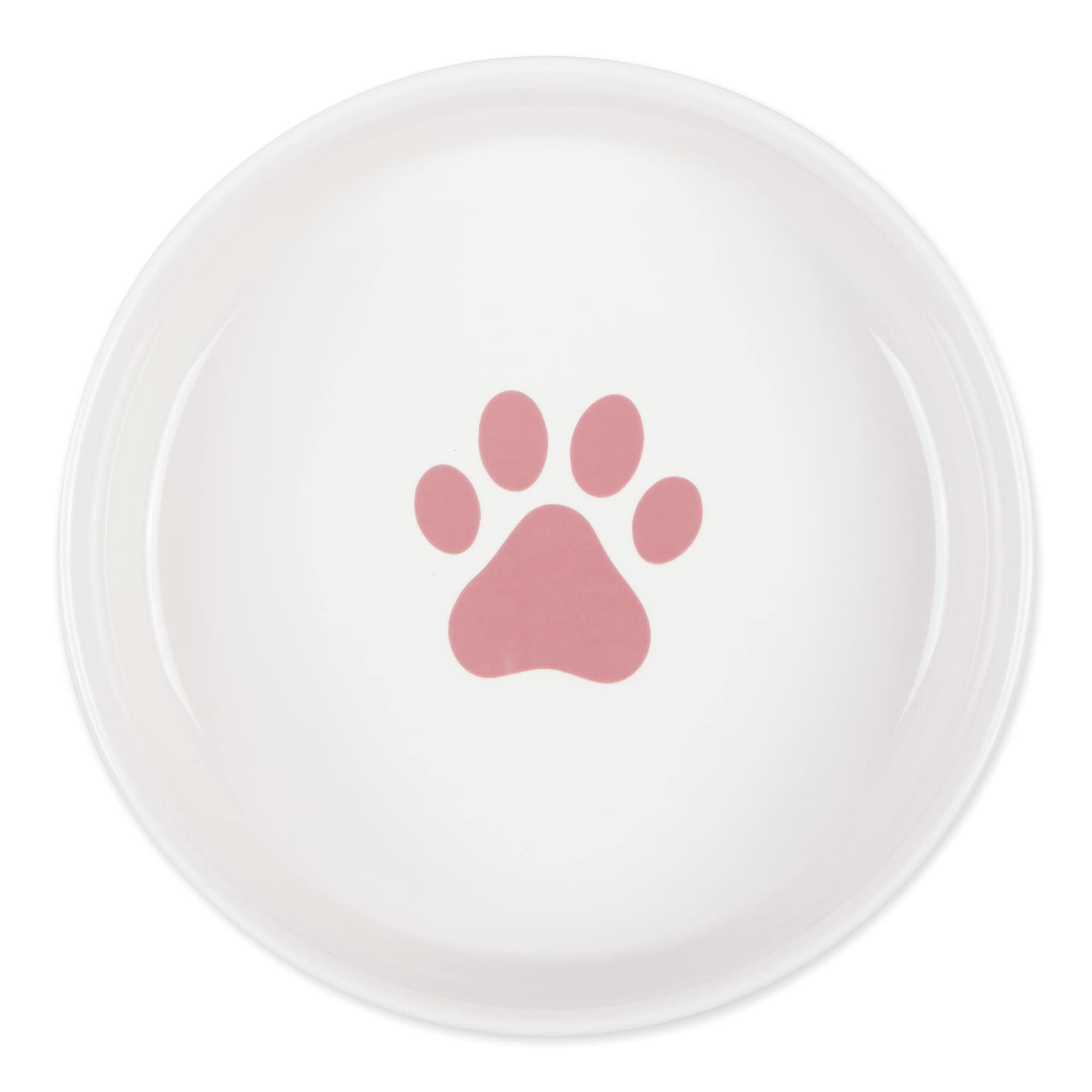 Bone Dry Ceramic Cat Bowls, Microwave & Dishwasher Safe, Large Set, 7.5x2.4, Rose, 2 Count
