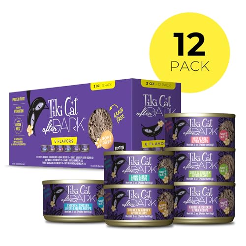 Tiki Cat After Dark Pt  , Variety Pack, High-Protein and 100% Non-GMO Ingredients, Wet Cat Food for Adult Cats, 3 oz. Cans (Pack