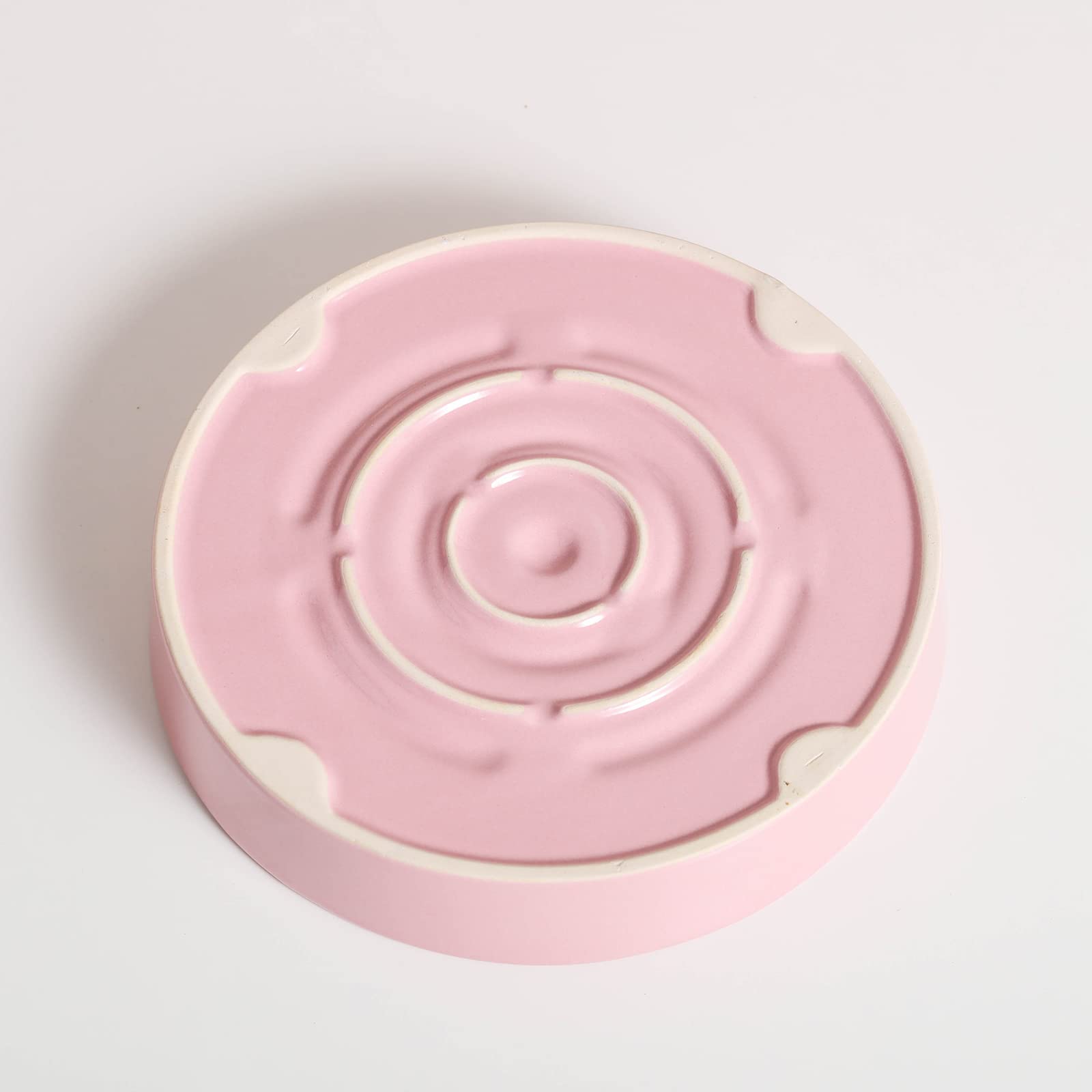 8.66 in Pink Ceramic Slow Feeder Dog Bowl for Medium and Large Breed,Pet Feeding Dog Food Water Dish Heavy Weighted,Puppy Bowl f