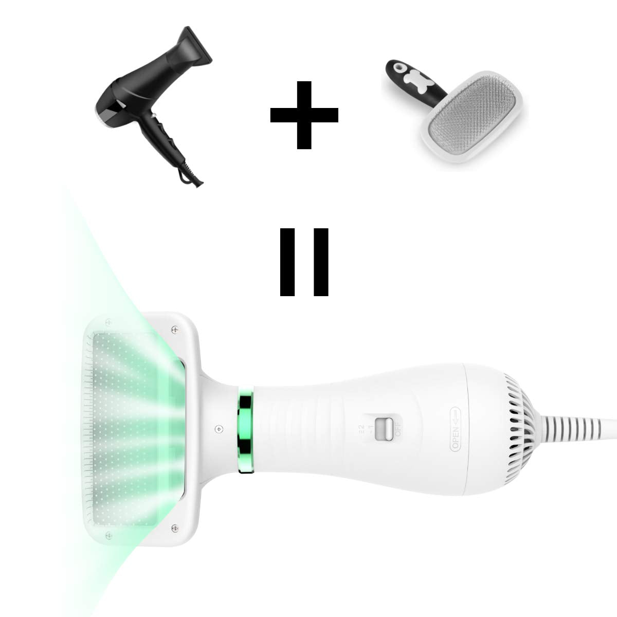 Livekey Pet Hair Dryer, 2 In 1 Pet Grooming Hair Dryer With Slicker Brush, Home Dog Hair Dryer With Adjustable 2 Temperatures Settings, For Small And Medium Dogs And Cats