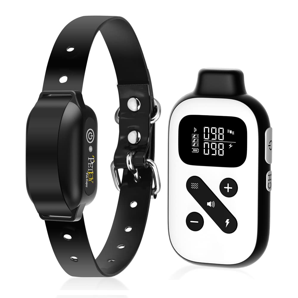 Petjoy Bark Collar With Remote, Bark And Training Collar Combo, Shock Collar For Large Dogs, Auto Bark Collar - Shock, Vibration