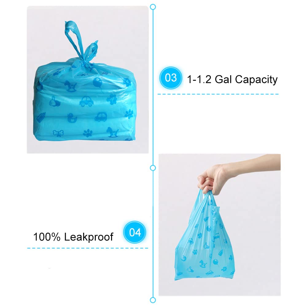 Mavere Odor Sealing Cat Litter Poop Clump Pick-Up Bags With Handles Scoop Tie Bags Dog Waste Bag, Leak Proof Pet Disposal, Unsce