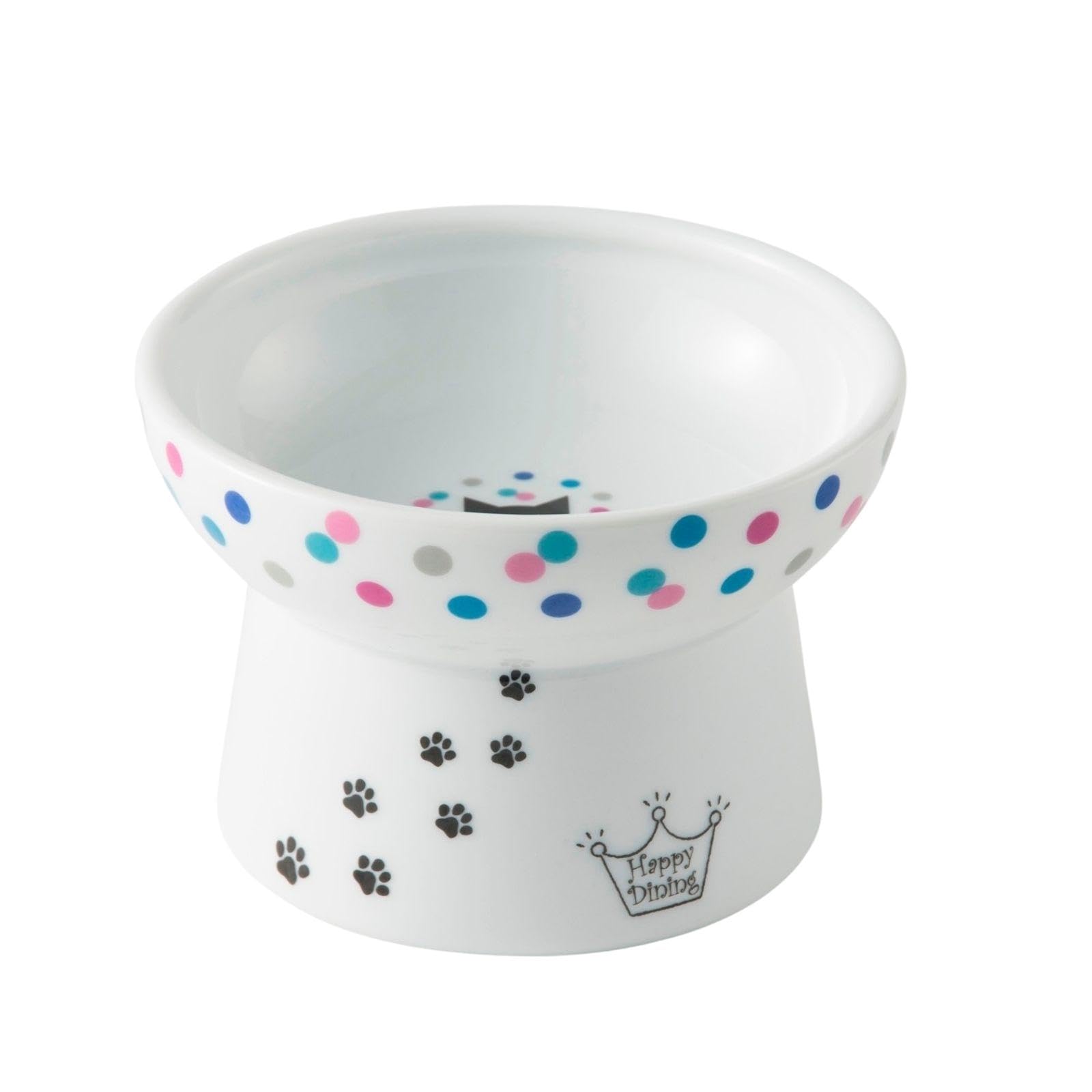Necoichi Elevated Cat Food Bowl Prevent Neck & Whisker Fatigue, Dishwasher and Microwave Safe, No.1 Seller in Japan! (Colorful D