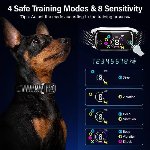 2024New Dog Bark Collar, Coolait Bark Collar For Large Medium Dogs,Rechargeable Anti Bark Collars Smart Shock Barking Collar Wit