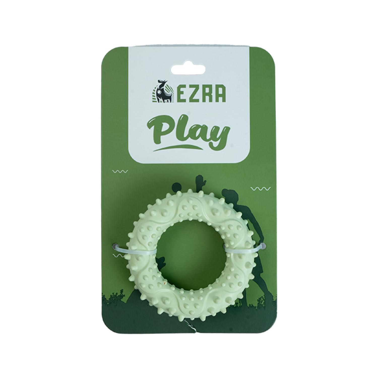 Ezra Play Spiky Small Ring Dog Chew Toy  Green | Durable NonToxic Rubber, Textured For Dental Health | Interactive Fetch & Che