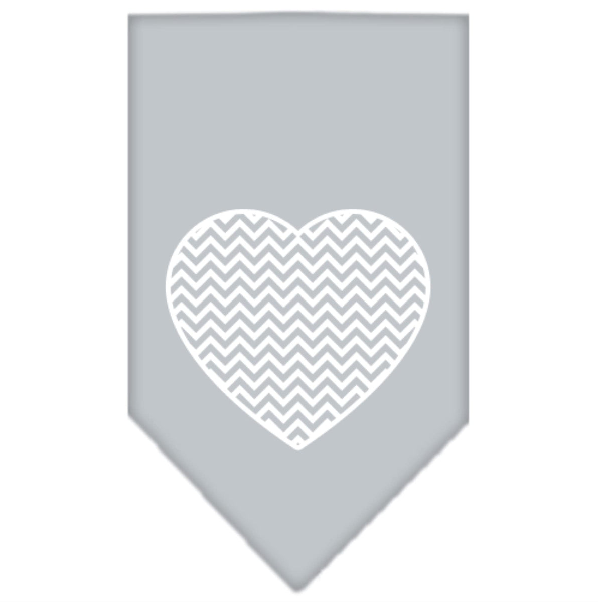 Pet and Dog Bandana Screen Printed, &quot;Chevron Heart&quot; Grey Large