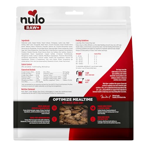 Nulo Freeze-Dried Raw+ Adult Dog Food, Lamb Flavor, 9 oz Bag