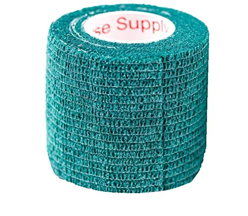 2 Inch Vet Wrap Tape Bulk (Hunter Green) (Pack of 12) Self Adhesive Adherent Adhering Flex Bandage Grip Roll for Dog Cat Pet Hor