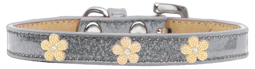 Mirage Pet Products Gold Flower Widget Dog Collar Silver, Ice Cream, Size 18