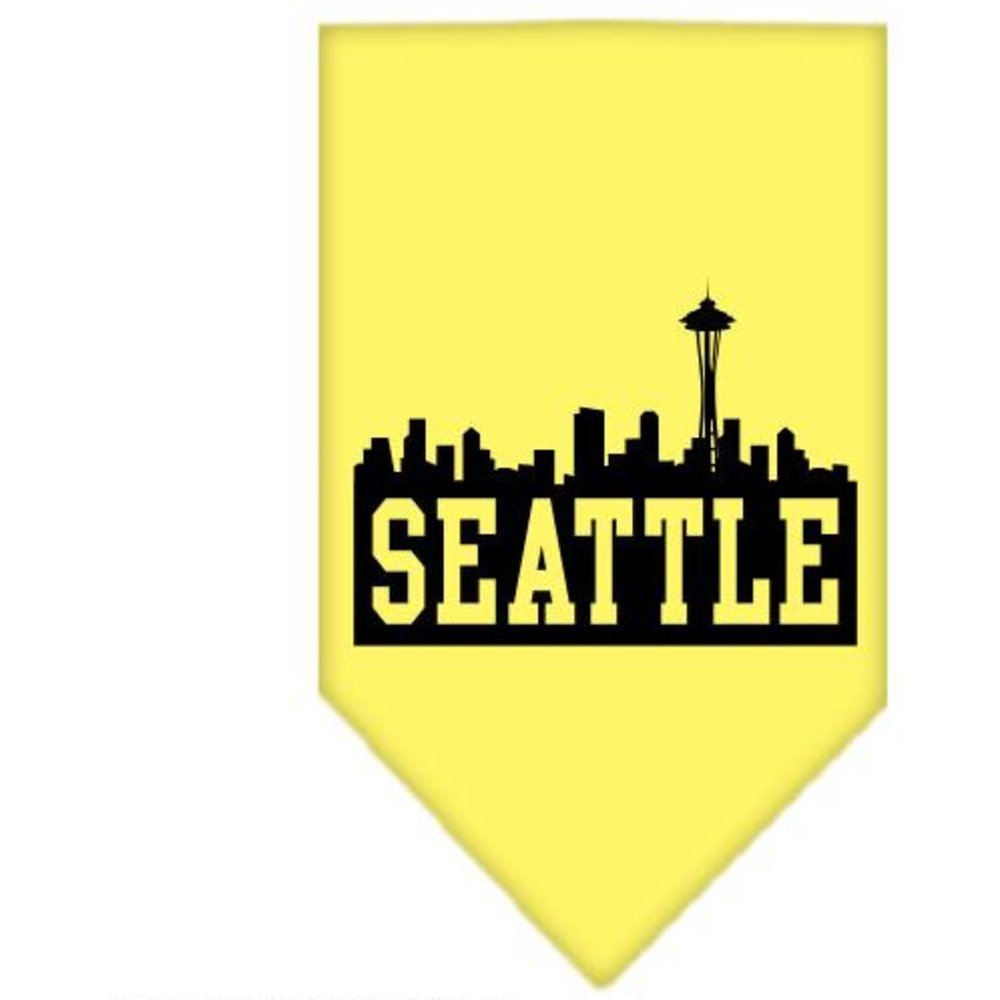 Pet and Dog Bandana Screen Printed, &quot;Seattle Skyline&quot; Yellow Large