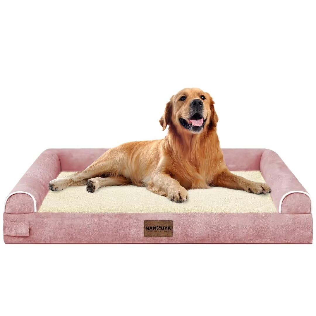 Large Dog Bed Orthopedic Washable: Beds Bolster Xl Bed Big Xlarge Dogs Memory Foam Couch Sofa Waterproof With Removable Cover - Pink